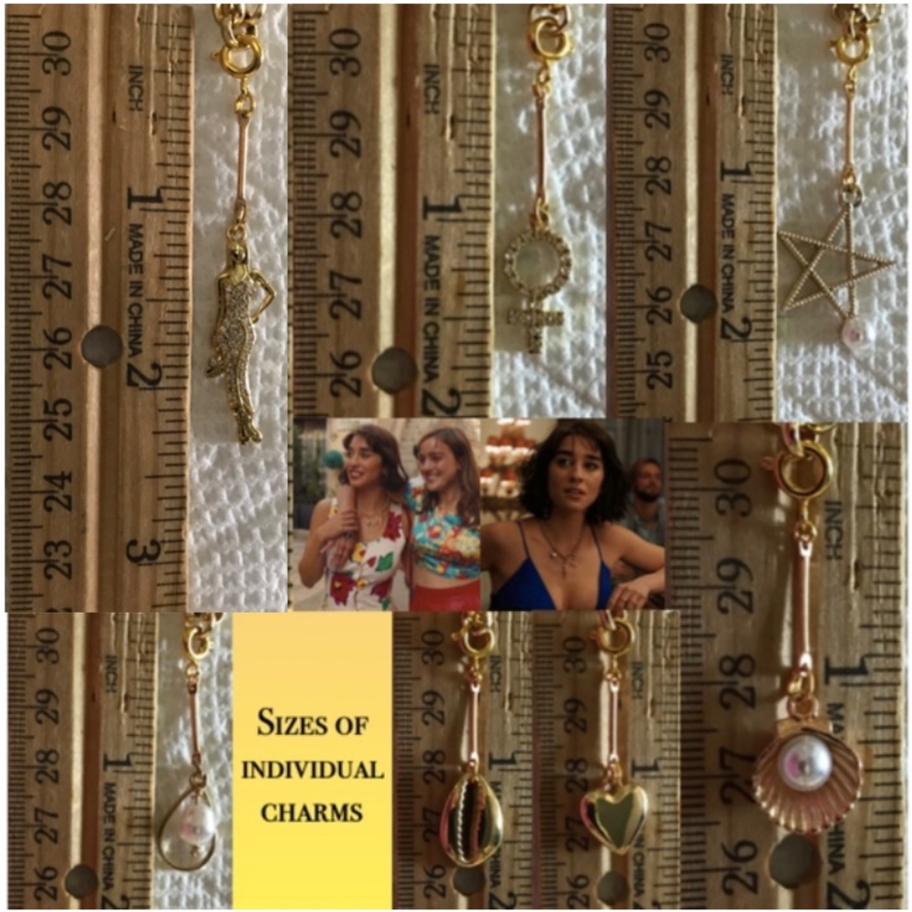 SOLD—White Lotus Lucia Greco Gold 7 Detachable Charms Necklace, Handmade Replica - Picture 15 of 16